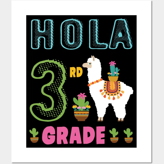 Cactus On Llama Student Happy Back To School Hola 3rd Grade Wall Art by bakhanh123